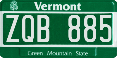 VT license plate ZQB885