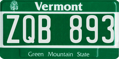 VT license plate ZQB893