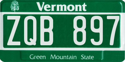 VT license plate ZQB897