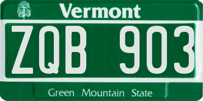 VT license plate ZQB903