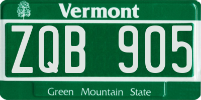 VT license plate ZQB905