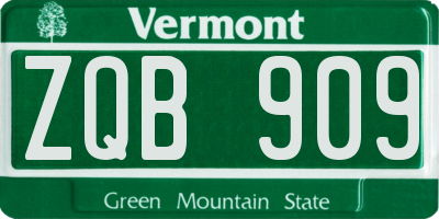 VT license plate ZQB909