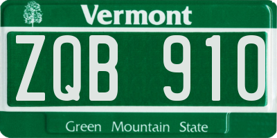 VT license plate ZQB910