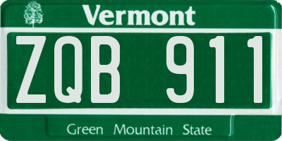 VT license plate ZQB911