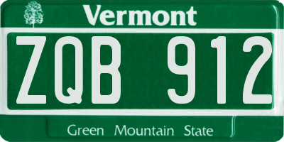 VT license plate ZQB912