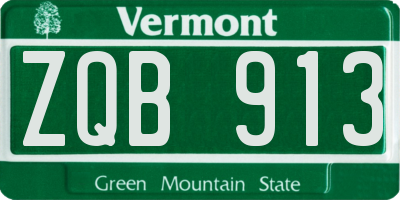 VT license plate ZQB913
