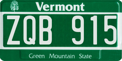 VT license plate ZQB915