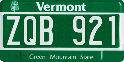 VT license plate ZQB921