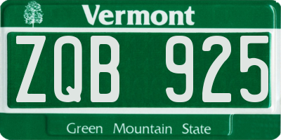 VT license plate ZQB925