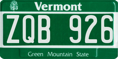 VT license plate ZQB926