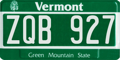 VT license plate ZQB927