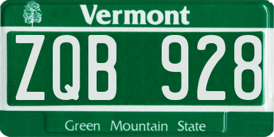 VT license plate ZQB928