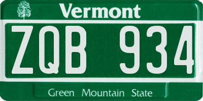 VT license plate ZQB934