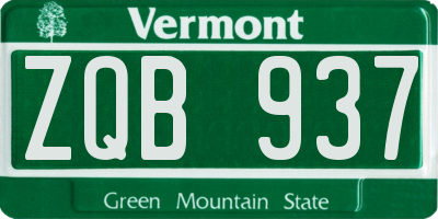 VT license plate ZQB937