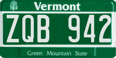 VT license plate ZQB942