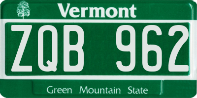 VT license plate ZQB962