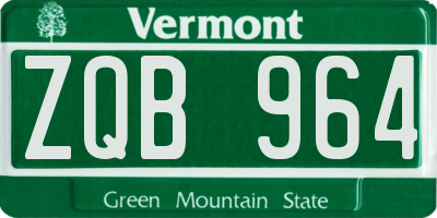 VT license plate ZQB964