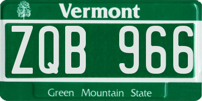 VT license plate ZQB966