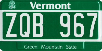 VT license plate ZQB967