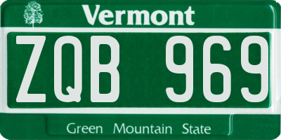 VT license plate ZQB969