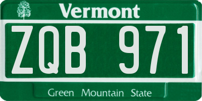 VT license plate ZQB971