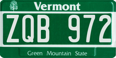 VT license plate ZQB972