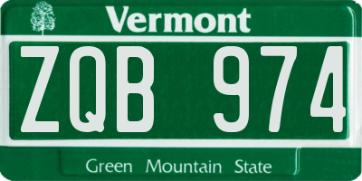 VT license plate ZQB974