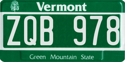 VT license plate ZQB978