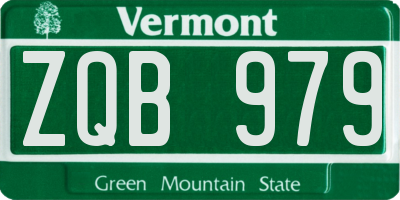VT license plate ZQB979
