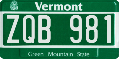 VT license plate ZQB981