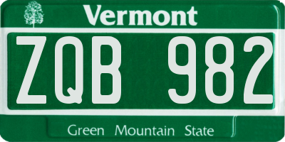 VT license plate ZQB982