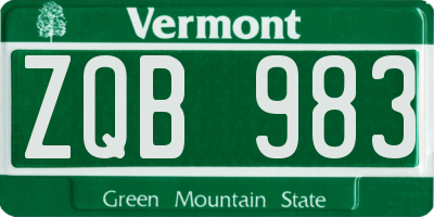 VT license plate ZQB983