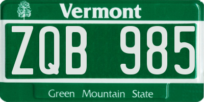 VT license plate ZQB985