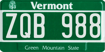 VT license plate ZQB988
