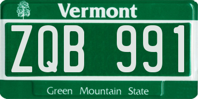 VT license plate ZQB991