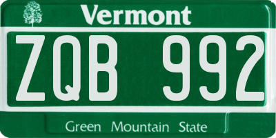 VT license plate ZQB992