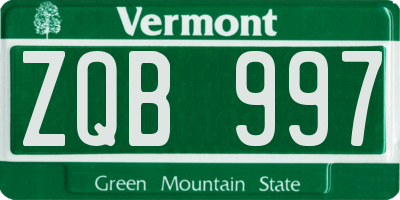 VT license plate ZQB997