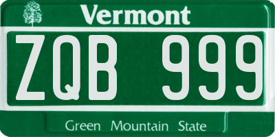 VT license plate ZQB999