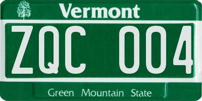 VT license plate ZQC004