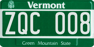 VT license plate ZQC008