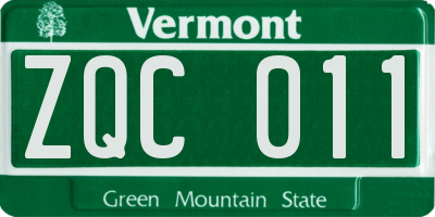 VT license plate ZQC011