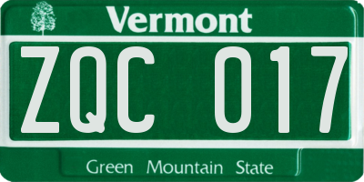 VT license plate ZQC017