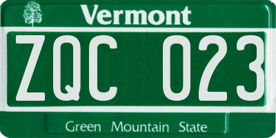 VT license plate ZQC023