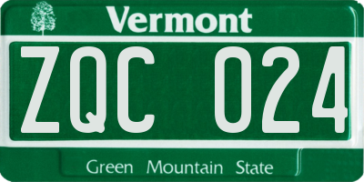 VT license plate ZQC024