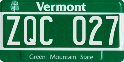 VT license plate ZQC027