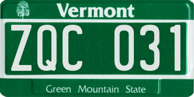 VT license plate ZQC031