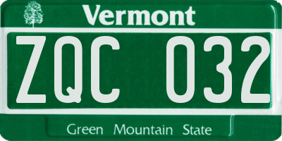 VT license plate ZQC032