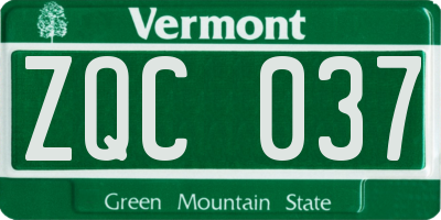VT license plate ZQC037