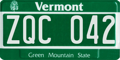 VT license plate ZQC042