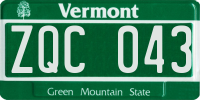 VT license plate ZQC043